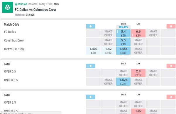 Matchbook Live Betting